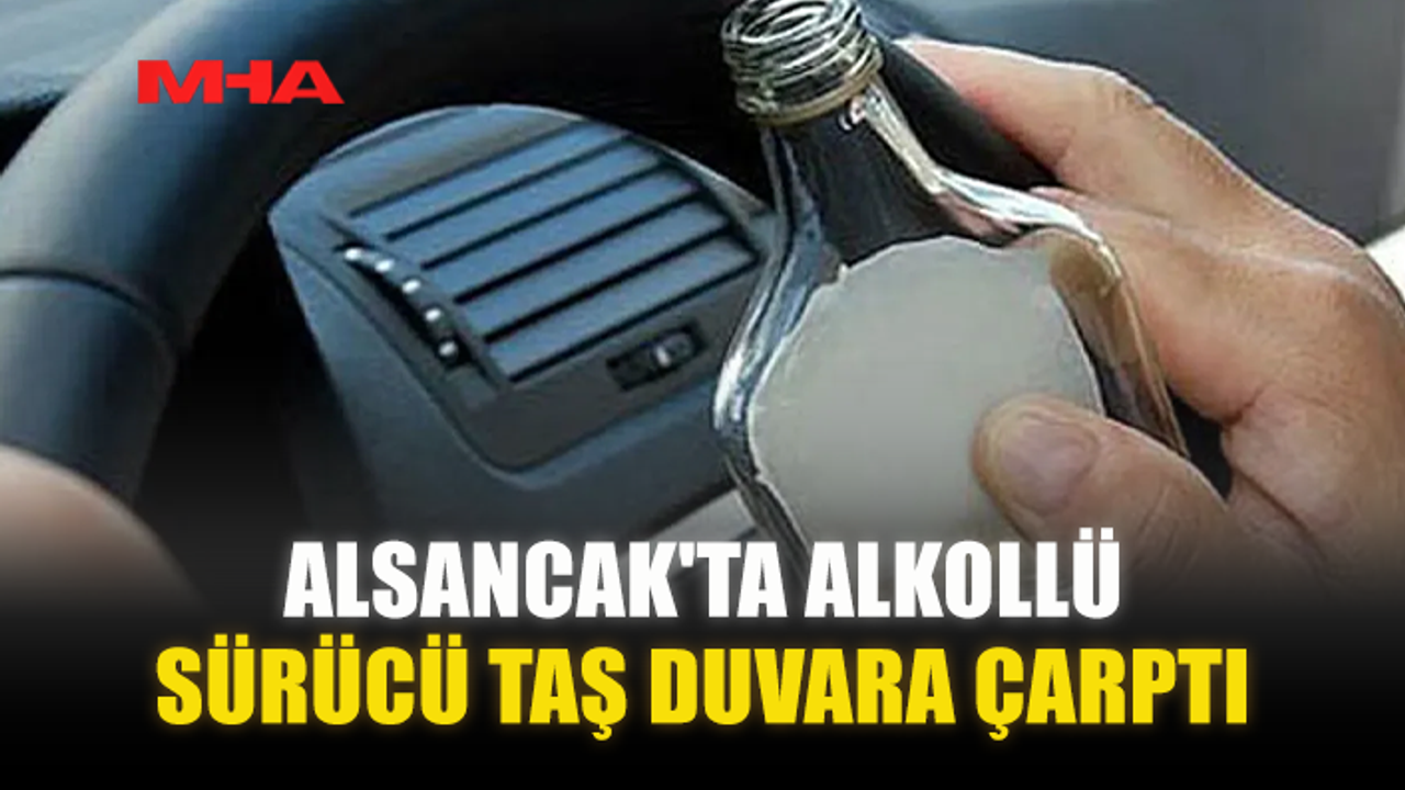 ALSANCAK'TA ALKOLLÜ SÜRÜCÜ TAŞ DUVARA ÇARPTI