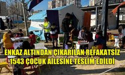 ENKAZ ALTINDAN ÇIKARILAN REFAKATSİZ 1543 ÇOCUK AİLESİNE TESLİM EDİLDİ