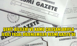 ŞEHİT AİLELERİ VE KAMU ÇALIŞANLARIYLA İLGİLİ YASAL DÜZENLEMELER RESMİ GAZETE'DE