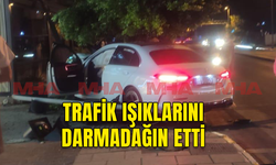 GİRNE'DE KORKUTAN KAZA! TRAFİK IŞIKLARINA ÇARPARAK DURABİLDİ