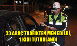 TRAFİK DENETİMLERİNDE BİN 824 ARAÇ KONTROL EDİLDİ, 1 KİŞİ İSE TUTUKLANDI