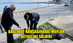 BAĞLIKÖY KAVŞAĞINDAKİ MUFLON HEYKELİNE SALDIRI