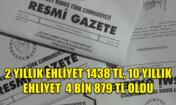 2 YILLIK EHLİYET 1438 TL, 10 YILLIK EHLİYET 4 BİN 879 TL OLDU