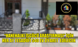 İSTATİSTİK KURUMU ANKETÖRLERİ “HANEHALKI İŞGÜCÜ ARAŞTIRMASI" İÇİN HER AY TESADÜFİ 540 EVİ ZİYARET EDECEK