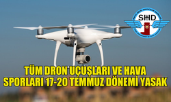 ÖZEL İZİNLER DIŞINDA TÜM DRON UÇUŞLARI VE HAVA SPORLARI 17-20 TEMMUZ DÖNEMİ YASAK