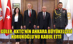 TÜRKİYE MİLLİ SAVUNMA BAKANI GÜLER, KKTC'NİN ANKARA BÜYÜKELÇİSİ KORUKOĞLU'NU KABUL ETTİ