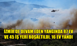 İZMİR'DE DEVAM EDEN YANGINDA 87 EV VE 45 İŞ YERİ BOŞALTILDI, 16 EV YANDI