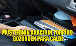 BİR PETROLÜN ARAÇ YIKAMA BÖLÜMÜNDE ÇALIŞAN ŞAHIS MÜŞTERİNİN ARACININ TORPİDO  GÖZÜNDEN PARA ÇALDI