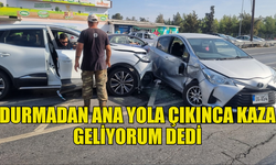 DURMADAN YOLA ÇIKAN SÜRÜCÜ KAZA YAPTI