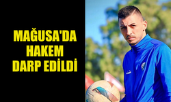 MAĞUSA'DA FUTBOLCU HAKEME SALDIRDI