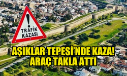 AŞIKLAR TEPESİ YOLUNDA ARAÇ TAKLA ATTI, İKİ YARALI