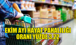 EKİM AYI HAYAT PAHALILIĞI ORANI YÜZDE 3,22 OLARAK BELİRTİLDİ