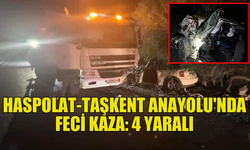 HASPOLAT-TAŞKENT ANAYOLU'NDA ÇİFTE ÇARPIŞMA, 4 YARALI