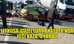 LEFKOŞA-GÜZELYURT YOLU’NDA ARAÇ DEVRİLDİ, 4 YARALI