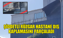 LEFKOŞA'DA ŞİDDETLİ RÜZGAR HASTANE DIŞ KAPLAMASINI PARÇALADI