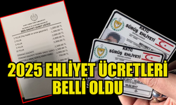 2025 EHLİYET ÜCRETLERİ BELLİ OLDU: İŞTE YENİ ÜCRETLER