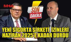 YENİ SİGORTA ŞİRKETİ İZİNLERİ HAZİRAN 2025'E KADAR İPTAL EDİLDİ