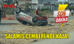 SALAMİS OTEL ÇEMBERİNDE KİRALIK ARAÇ TAKLA ATTI