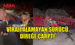 GİRNE-DEĞİRMENLİK YOLUNDA KAZA:  SÜRÜCÜ ELEKTRİK DİREĞİNE ÇARPTI