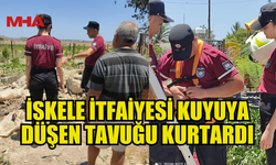 İSKELE İTFAİYESİ KUYUYA DÜŞEN TAVUĞU KURTARDI