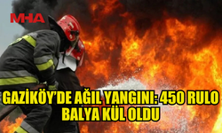 GAZİKÖY’DE AĞIL YANGINI: 450 RULO BALYA YANDI