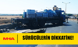 HALKBANK ÇEMBERİ YAKINLARINDA MEYDANA TRAFİK KAZASI SONUCU KAMYON ARAÇTAN YOL İÇERİSİNE YAĞ DÖKÜLDÜ