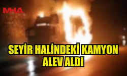 YOLDA SEYİR HALİNDEKİ KAMYONDA YANGIN