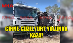 GİRNE-GÜZELYURT YOLUNDA YOLDAN ÇIKAN ARAÇ YAN YATTI