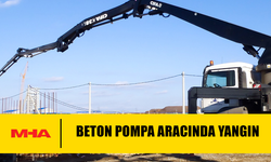 GAZIMAĞUSA’DA BETON DÖKÜM POMPA ARACI YANDI