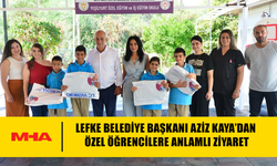 LEFKE BELEDİYE BAŞKANI AZİZ KAYA ÖZEL ÖĞRENCİLERİ ZİYARET EDEREK SEVİNÇLERİNE ORTAK OLDU