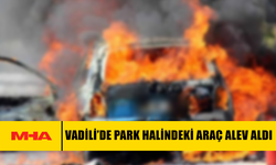 VADİLİ’DE PARK HALİNDEKİ ARAÇ ALEV ALDI