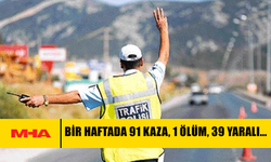BİR HAFTADA 91 KAZA, 1 ÖLÜM, 39 YARALI…