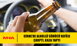 GİRNE’DE ALKOLLÜ SÜRÜCÜ REFÜJE ÇARPTI, KAZA YAPTI
