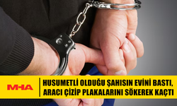 ARAÇ ÜZERİNE KALEMLE YAZILAR YAZDI, PLAKALARI ÇALDI