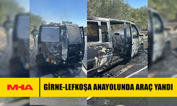 GİRNE-LEFKOŞA ANAYOLUNDA ARAÇ YANDI