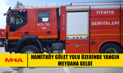 HAMİTKÖY GÖLET YOLU ÜZERİNDE YANGIN MEYDANA GELDİ