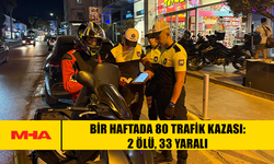 BİR HAFTADA 80 TRAFİK KAZASI: 2 ÖLÜ, 33 YARALI