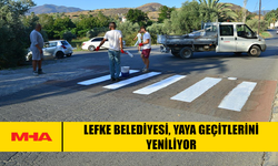 LEFKE BELEDİYESİ, YAYA GEÇİTLERİNİ YENİLİYOR