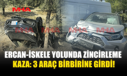 ERCAN-İSKELE YOLUNDA ZİNCİRLEME KAZA: 3 ARAÇ BİRBİRİNE GİRDİ