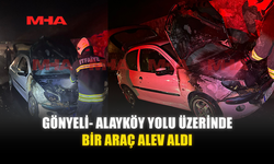 GÖNYELİ- ALAYKÖY YOLU ÜZERİNDE ARAÇ YANGINI