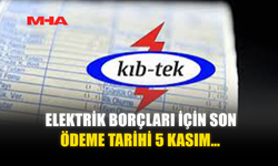 ELEKTRİK BORÇLARI İÇİN SON ÖDEME TARİHİ 5 KASIM…