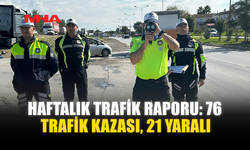 HAFTALIK TRAFİK RAPORU: 76 TRAFİK KAZASI, 21 YARALI