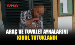 ARAÇ VE TUVALET AYNALARINI KIRDI‚ TUTUKLANDI