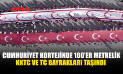 CUMHURİYET KORTEJİNDE 100’ER METRELİK KKTC VE TC BAYRAKLARI TAŞINDI