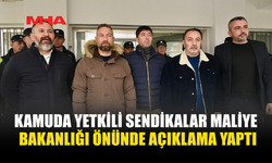 KAMUDA YETKİLİ SENDİKALAR MALİYE BAKANLIĞI ÖNÜNDE AÇIKLAMA YAPTI