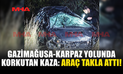 GAZİMAĞUSA-KARPAZ YOLUNDA KORKUTAN KAZA: ARAÇ TAKLA ATTI!