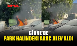 PARK HALİNDEKİ ARACIN ÖN KISMI ALEVLERE TESLİM OLDU