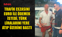 TRAFİK CEZASI ÖDERKEN TÜRK LİRA'LARINI YERE ATIP ÜSTÜNE BASTI