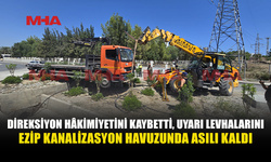 KAMYONET KANALİZASYON HAVUZUNUN ÜZERİNDE ASILI KALDI