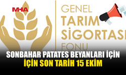 PATATES ÜRETİCİLERİ DİKKAT! SON TARİH 15 EKİM
